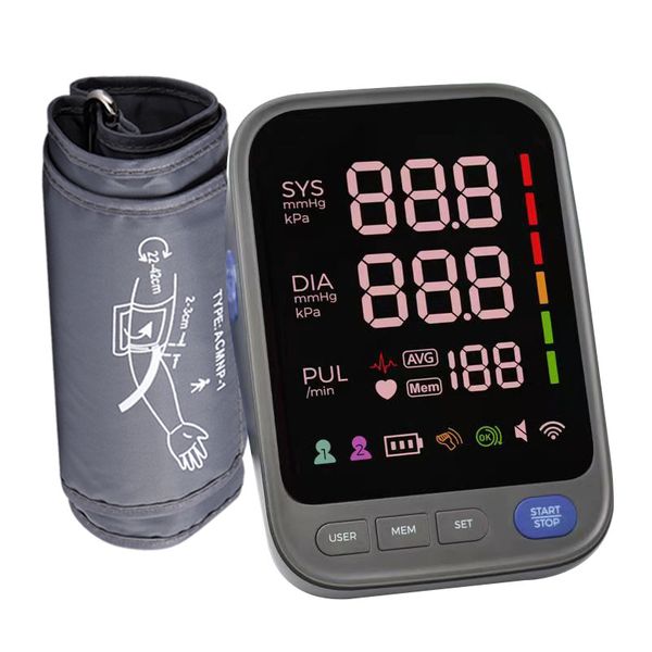 Arm-type Large-screen LED Display Smart Blood Pressure Monitor - Black
