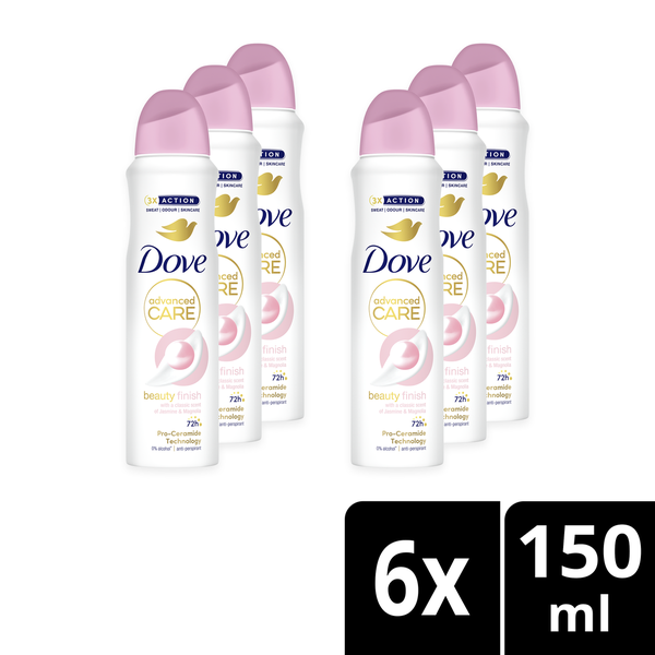 Dove Beauty Finish Antiperspirant Deodorant Body Spray 6x150ml