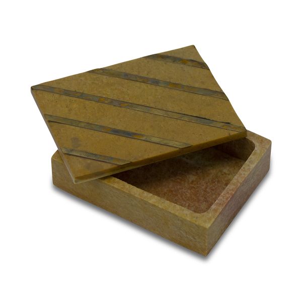 Trans Continental Marketing - Decorative Stone Box and Lid - Brown &amp; Gold