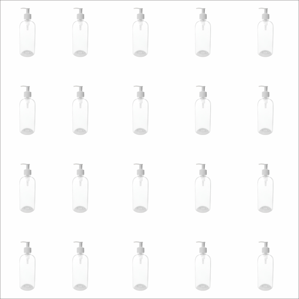 20-Pack 500ml Clear PET Lotion Pump Bottles - Refillable &amp; Durable