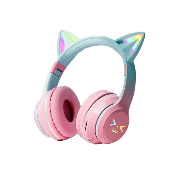 Cat Ear Wireless Bluetooth Stereo Headphones with Mic - Pink