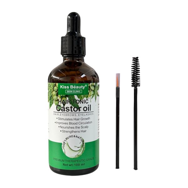 Kiss Beauty Castor Oil Hair Eyebrow Eyelash Growth Serum 100% Pure Natural