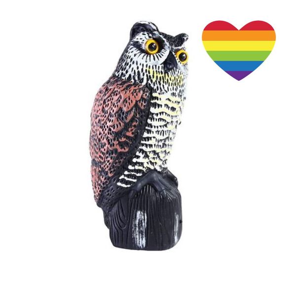 Garden Solar Pest Control Repelling Owl Alarm (39cm) &amp; Sticker