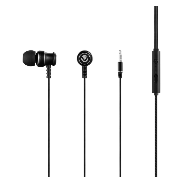 Volkano Stannic Series Wired Earphones with Mic (3.5mm AUX) - Black