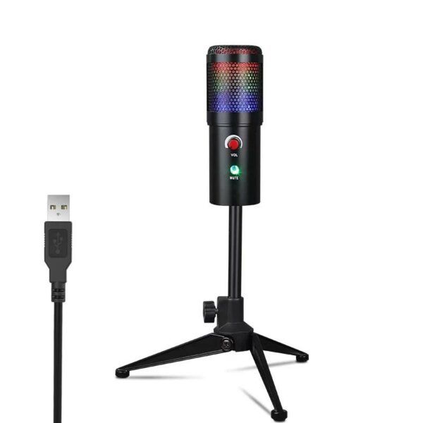 USB Microphone Tripod 192KHz/24Bit High Sampling Rate With Breathing Light