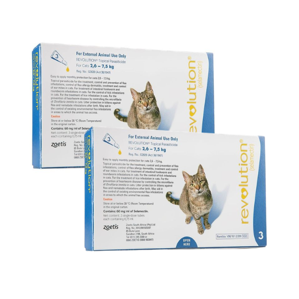 Revolution Topical Parasiticide, Cats 2,6 - 7,5kg Blue (3 x 0,75ml)-2 Pack