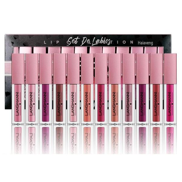 12-Piece Lip Gloss Collection Makeup Set, Shimmering Liquid Lip Gloss