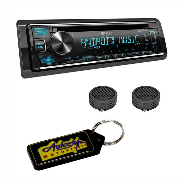 Kenwood KDC-130U MP3 CD Receiver with USB &amp; Evo Tweeters &amp; Gel Key Holder