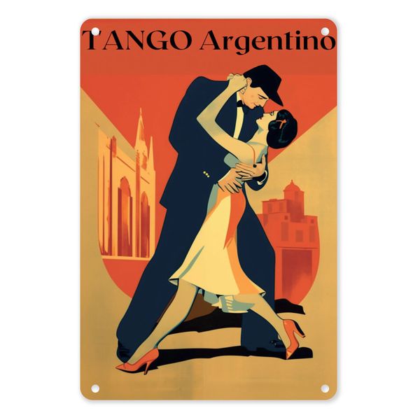 A4 Metal/Tin Poster - Tango Argentino Dance | Elegant Latin Dance Wall Art