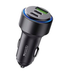 Yesido Y50 Fast Car Charger Adapter Dual Type-C port +USB 3.0 (60w)