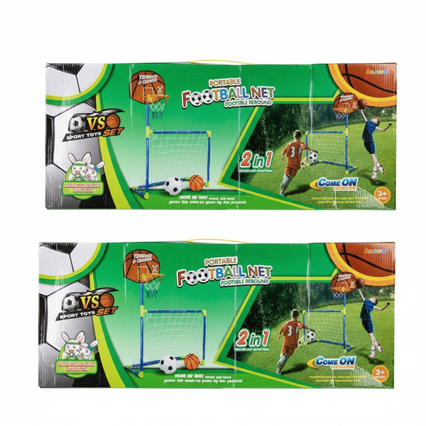 Sport Game 2 In 1 Soccer Goal and Basketball Hoop Set for Kids - 2 Pack
