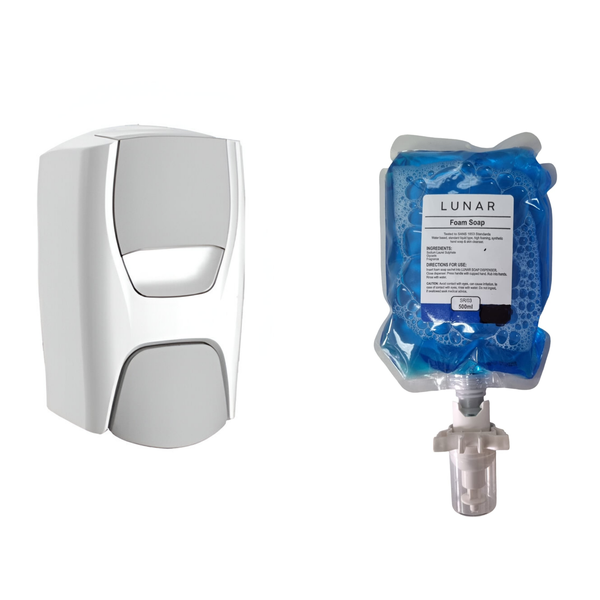 500ml Sierra White &amp; Grey Soap Dispenser with 500ml Foaming Hand Soap Combo