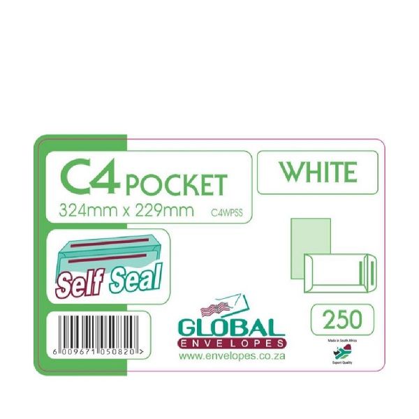 C4 White Pocket Self-Seal Envelopes ( Box of 250)