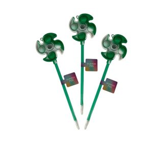 Colour Me - Novelty Push Pop Spinner Pen - Green (3 Pack)