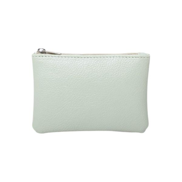 Slim Faux Leather Textured Mini Zipper Coin Purse - Black