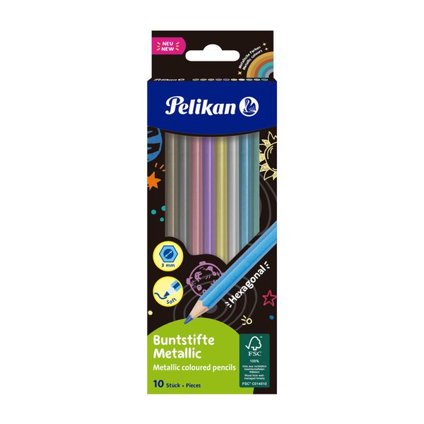 Pelikan Metallic Coloured pencils BM10LN, Metallic, 3,0 mm, 10 pcs