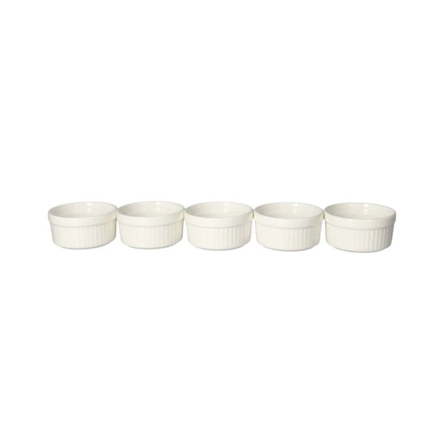 5 Piece White Ceramic Ramekin Set 3 Inch