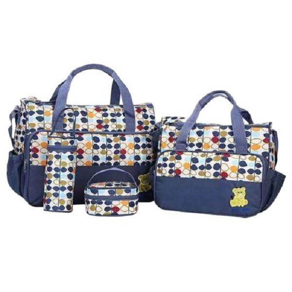 4Piece Baby Dot Nappy Changing Bags Set Mummy