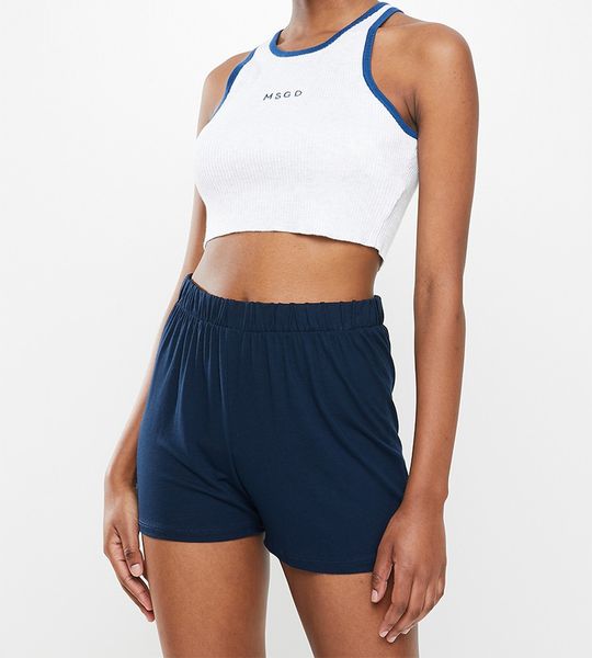 Women's Missguided Msgd Contrast Trim Racer Top Co ord - Grey