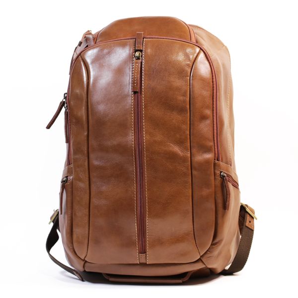 NUVO - Boston Genuine Leather Laptop Backpack - Cappuccino Tan