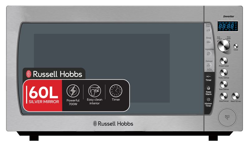 Russell Hobbs Sensor Cook 60L Electronic Inverter Microwave 1200W Mirror Silver
