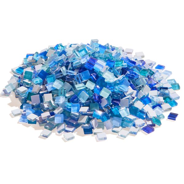 Chenshia 356Pc Square Crystal Glass Mosaic Tiles Assorted Blue Craft Decor