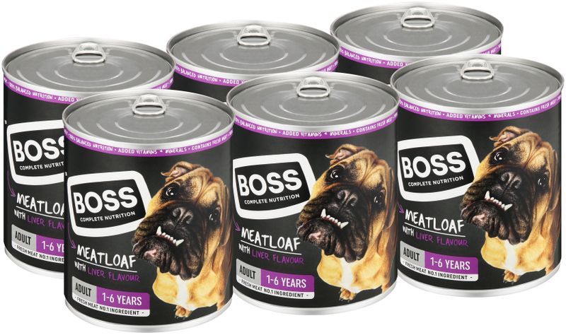 Boss Dog Food Adult Liver- 6 tins x 820g