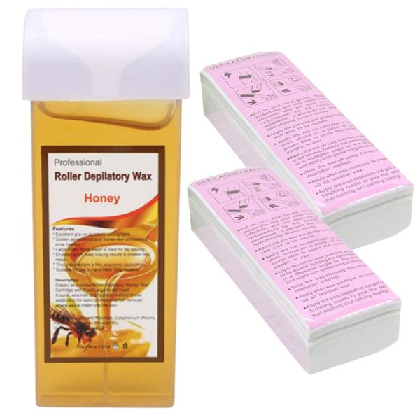 Beauty Gentle Non-irritating Depilatory Hot Honey Wax &amp; 160 Pieces Wax Strips