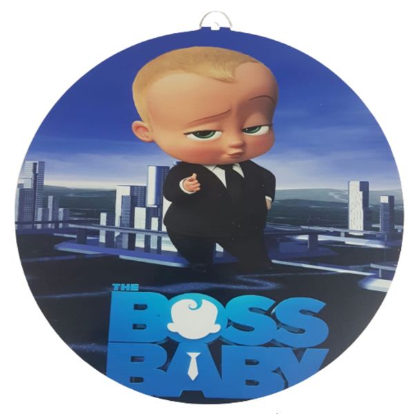 Baby Boss Round Wooden Vinyl Signage 40CM