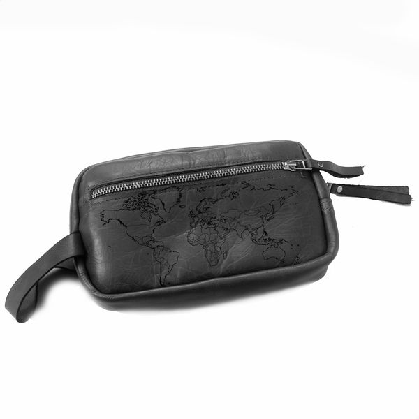 Genuine Leather Pouch - World Map Illustrated