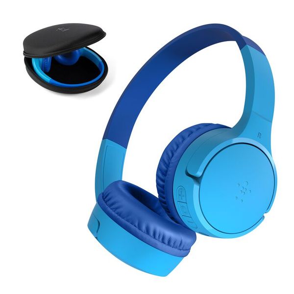 Belkin - Soundform Mini Kids Wireless Headphone-Blue - With Case