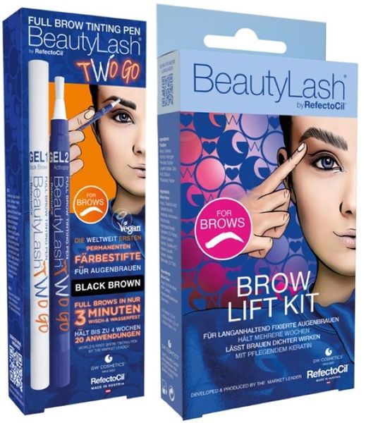 Black Brown BeautyLash Full Brow Tinting Pen TWO GO &amp; Brow Lift Kit