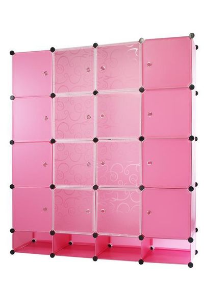 Hazlo Large Cubical Wardrobe with Shoe Compartment - Pink