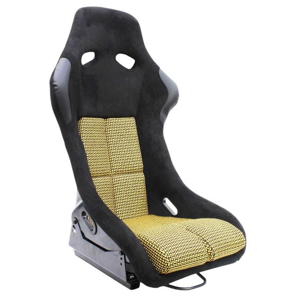 Evo Bucket Non Reclinable Retro Design Black &amp; Yellow Racing Seat