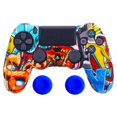 Silicone Cover for PS4 Controller &amp; Joystick Caps - Graffiti