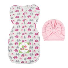 Baby Cotton Swaddling Sleeping Bags Warm Hat Set for 0-6 Months Infants