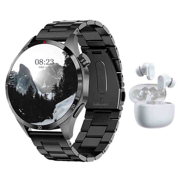 Men's Gym Smartwatch With Dual Straps &amp; Wireless Earphones,1.43 HD