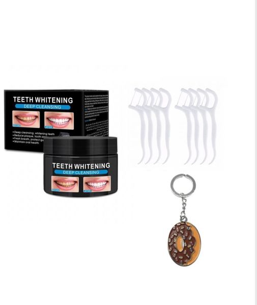 Advanced Teeth Whitening Charcoal Powder 60g, 50 Dental Floss &amp; Keyring