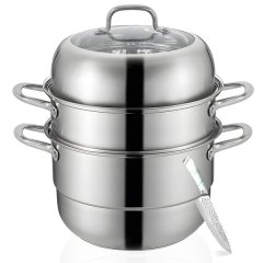 Large Double Stainless Steel Steamer Pot Steamer Cookware with Knife