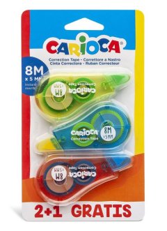 Carioca Correction Tape 5mmx 8m - 2+1 Pack