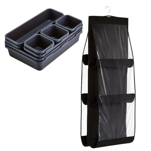 Bag Storage Hanging Bag And 8 Stackable Organizer Trays