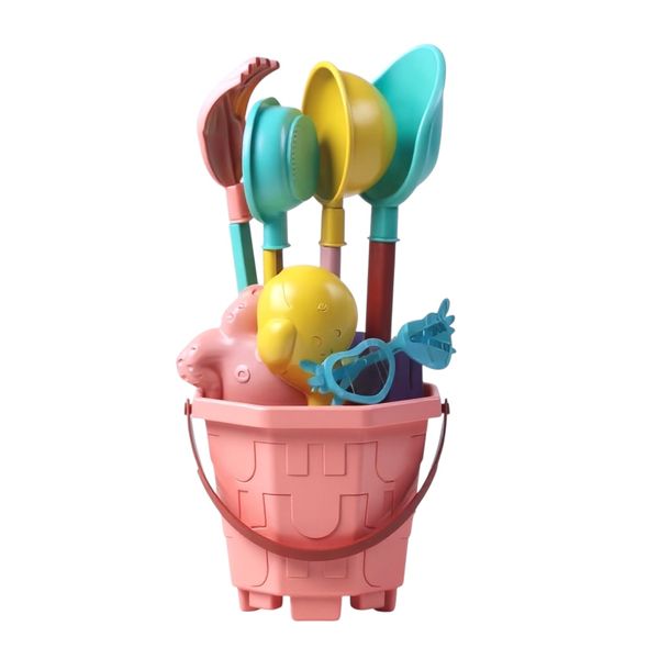Kids Beach Sand Toy Bucket Set with Scoops &amp; Moulds