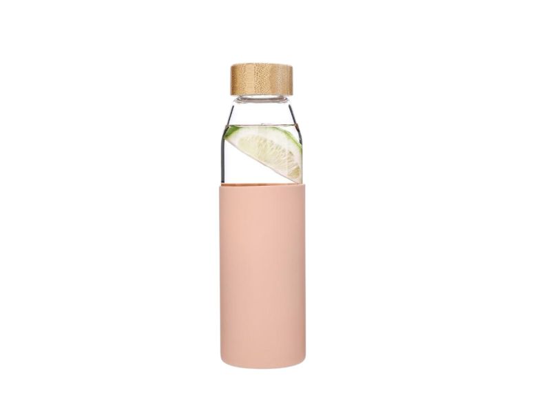 Borosilicate Bottle With Wood Lid 550ml - Set of 2