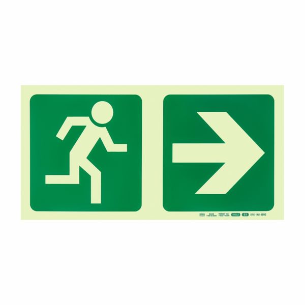 Parrot Photoluminescent Safety Sign - E1 Running Man + Arrow Right (190mm)