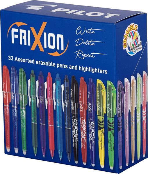 Pilot Frixion Erasable - Box of 33 Assorted Pens and Highlighters