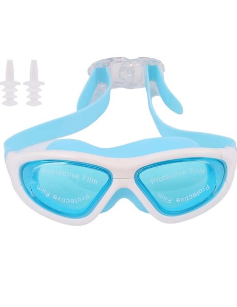 Swimming Goggles Adjustable For Adult Anti-Fog UV Eye Protection-Blue&amp;White