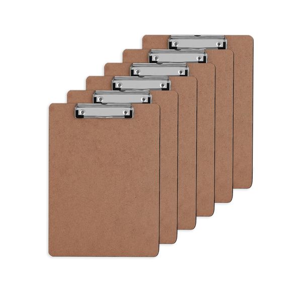 6 Piece Hardboard Office Clipboards Standard A4 Letter Clipboard for Class