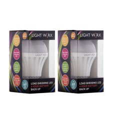 Load Shedding LED 7W Rechargeable Bulb E27 Screw Double Pack (LIGHT WORX)