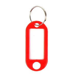 PrimeLine - Soft Type Plastic Key Ring Tags - Red x 20