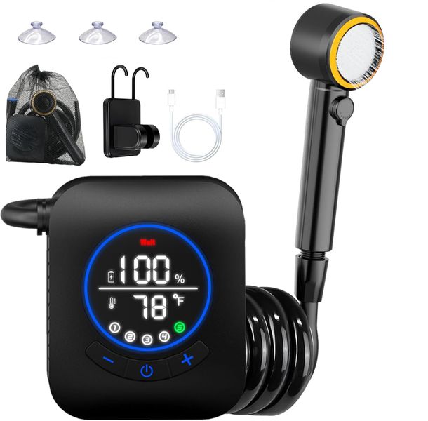 Portable Shower, 8000mAh Rechargeable Camping Shower Pump for Outdoor